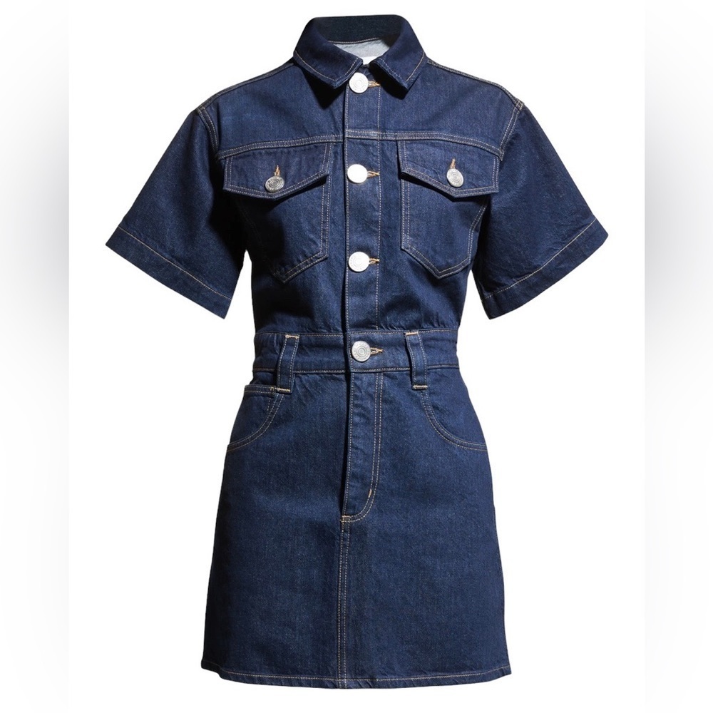 FRAME Oversized Detail Denim Mini Dress size XS - Picture 3 of 12
